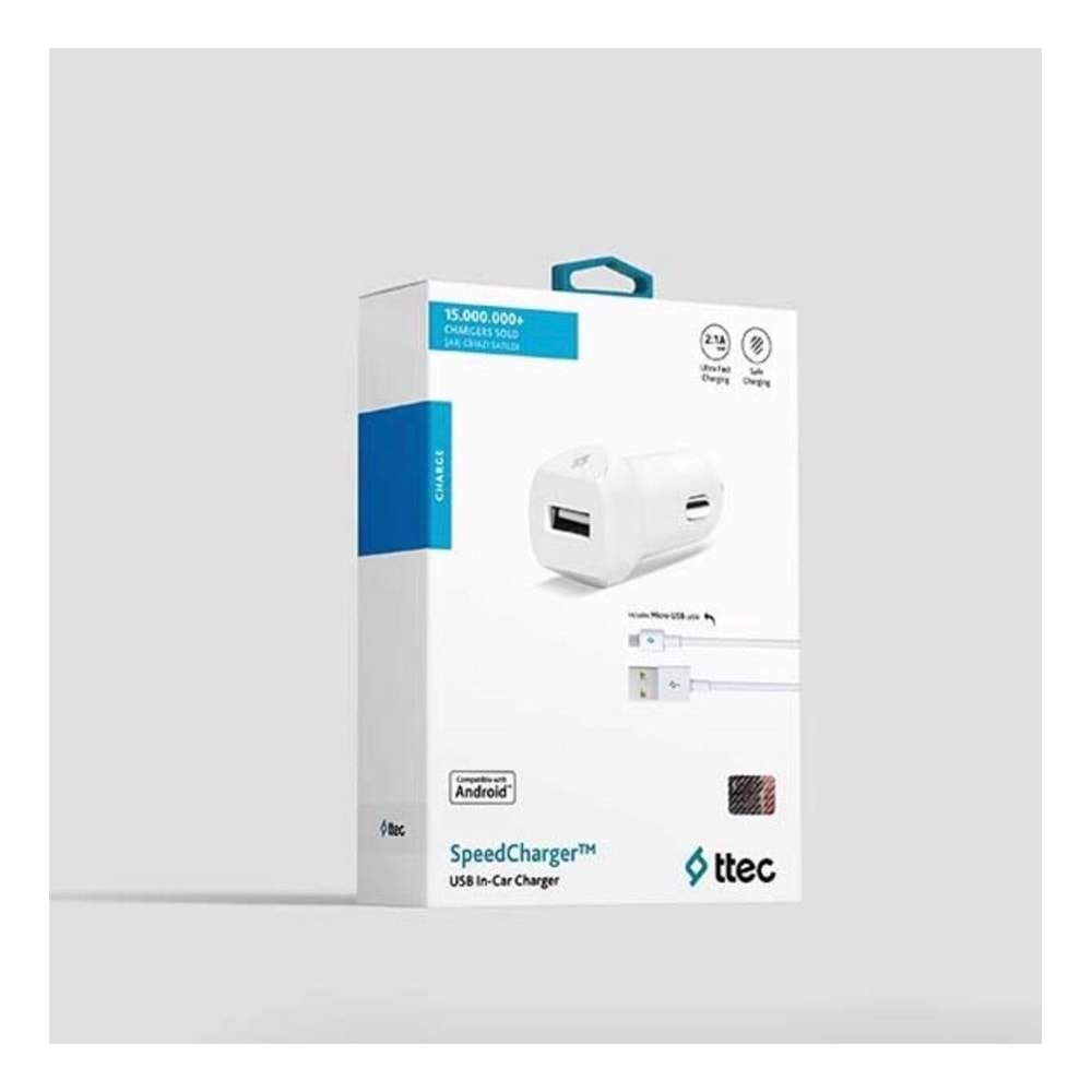 TTEC 2CKS01 SPEED CHARGER ARAÇ ŞARJ 2.1A BEYAZ MIKRO USB