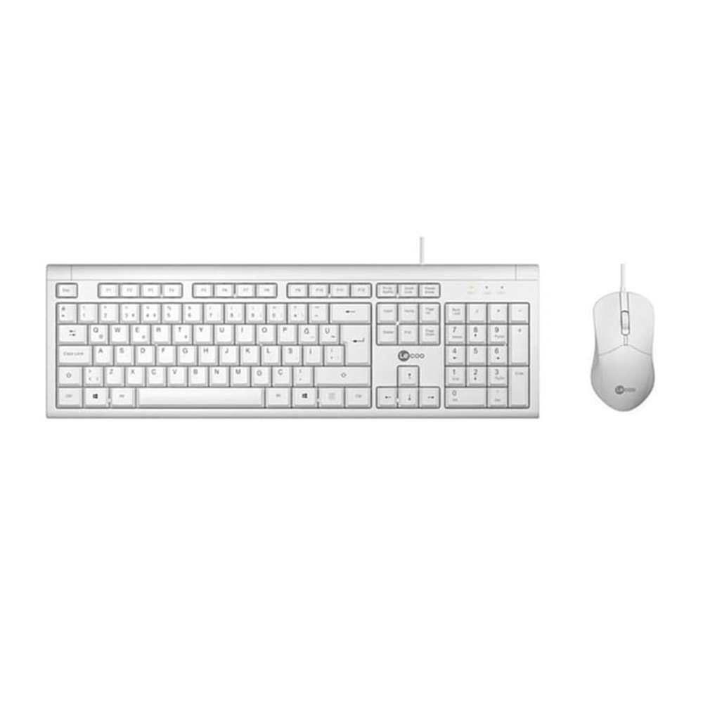 LENOVO LECOO USB KABLOLU TÜRKÇE Q KLAVYE MOUSE SET BEYAZ CM101-B