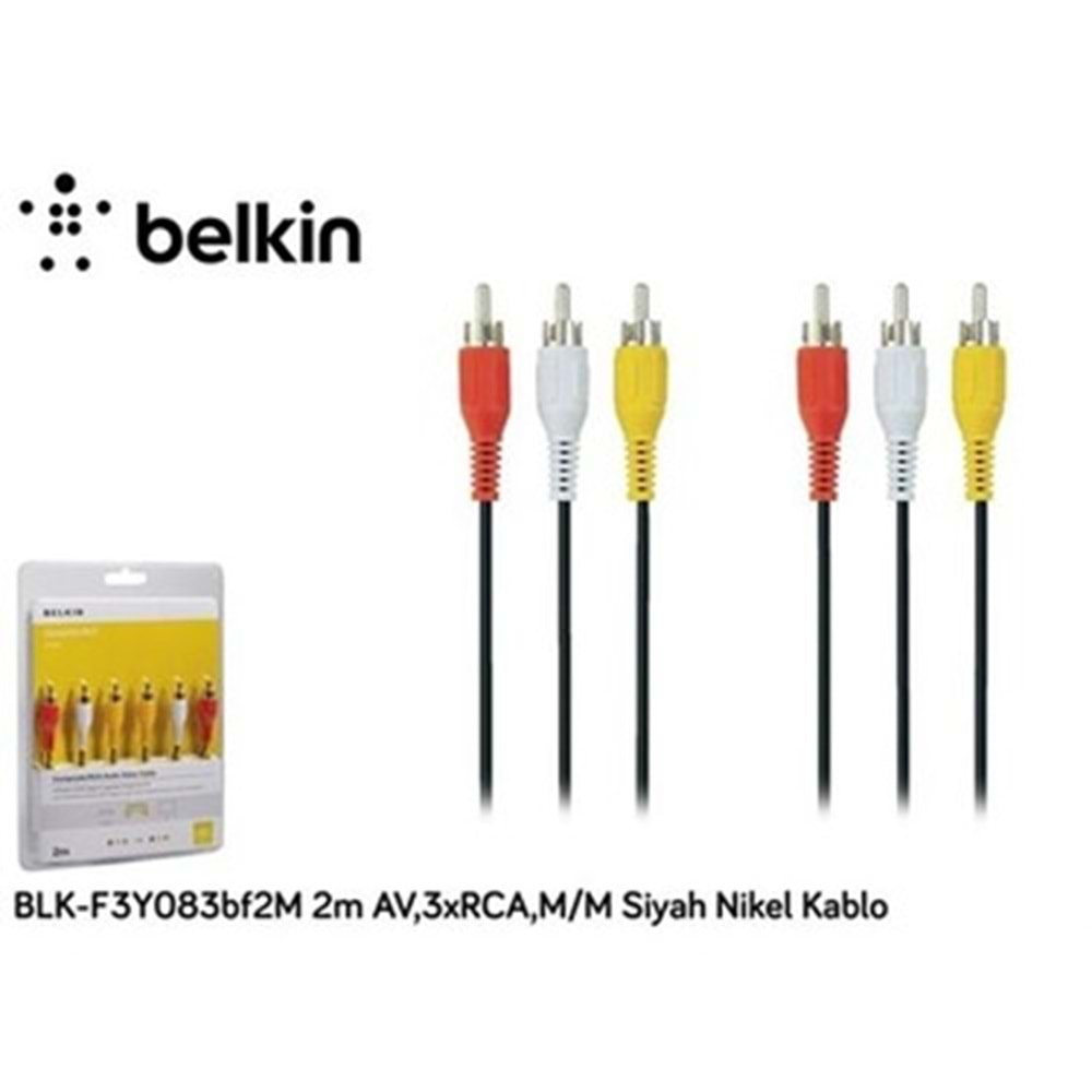 BELKIN 2M AV 3XRCA M/M SIYAH NIKEL KABLO