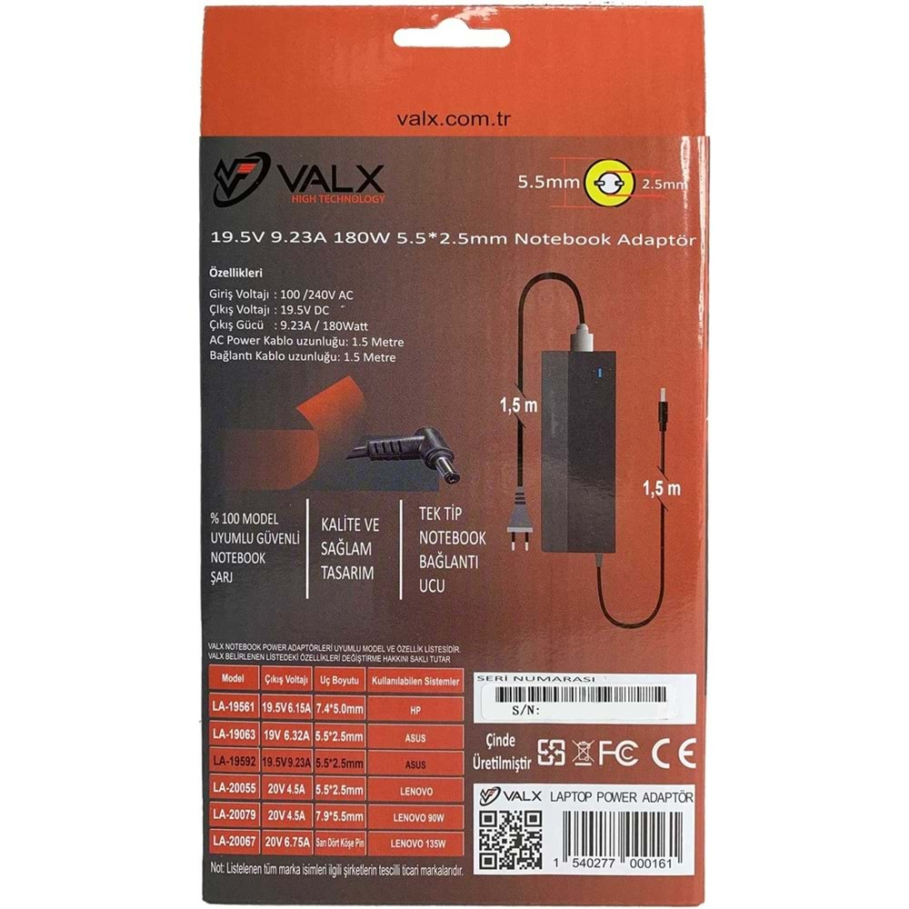 VALX 19.5V UNIVERSAL ÇOK UÇLU ADAPTOR