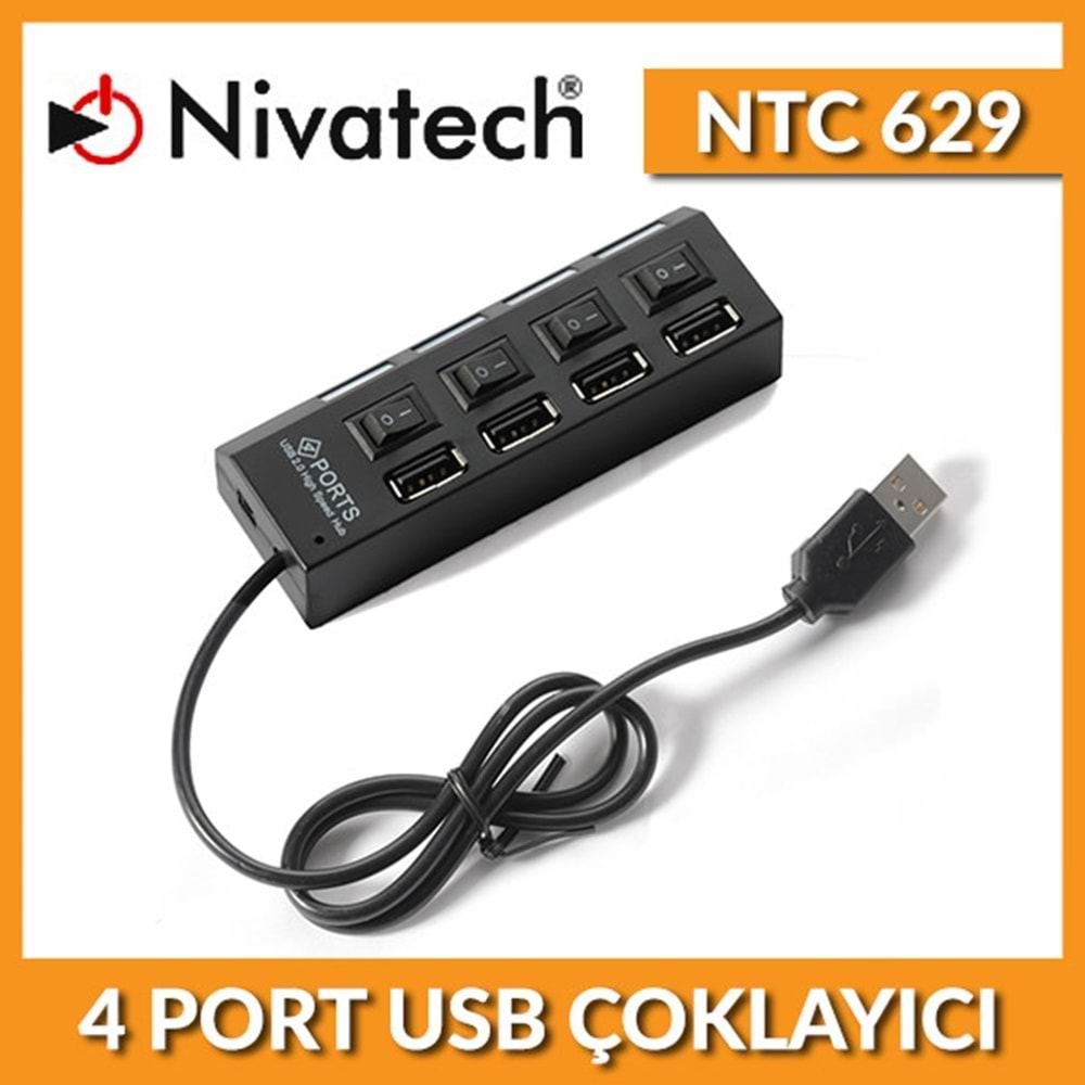 NIVATECH NTC-629 2.0 USB 4 PORT ANAHTARLI HUB