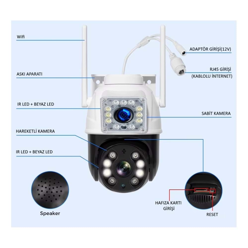 O-KAM 3011 6MP WİFİ PTZ ÇİFT KAMERA