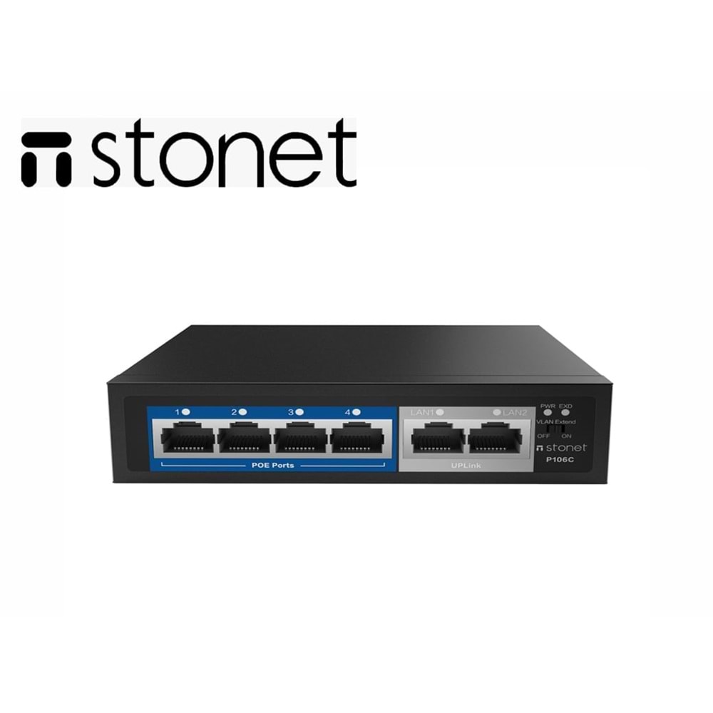 STONET 4 PORT P106C 10/100 POE (58W)+ 2 PORT UPLINK