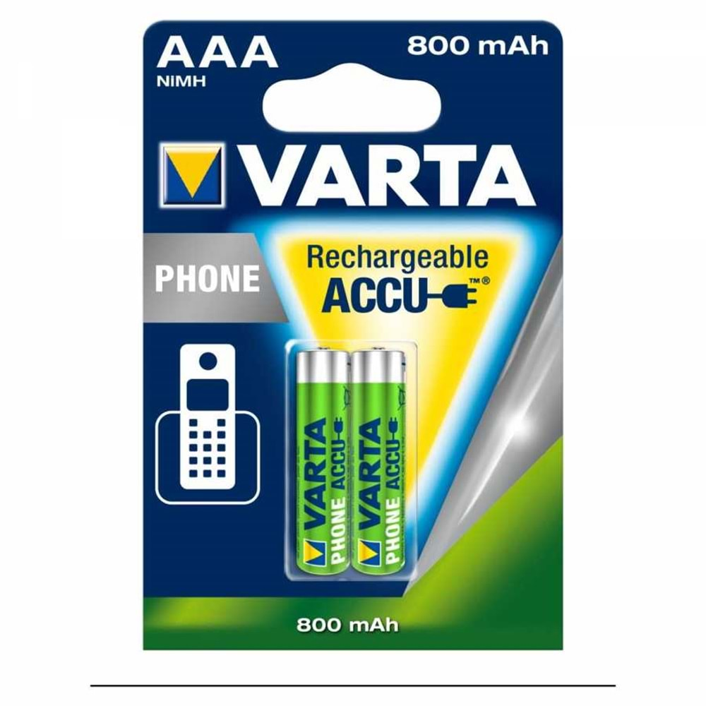 VARTA 800MA AAA YEŞİL ŞARLI PİL 2Lİ