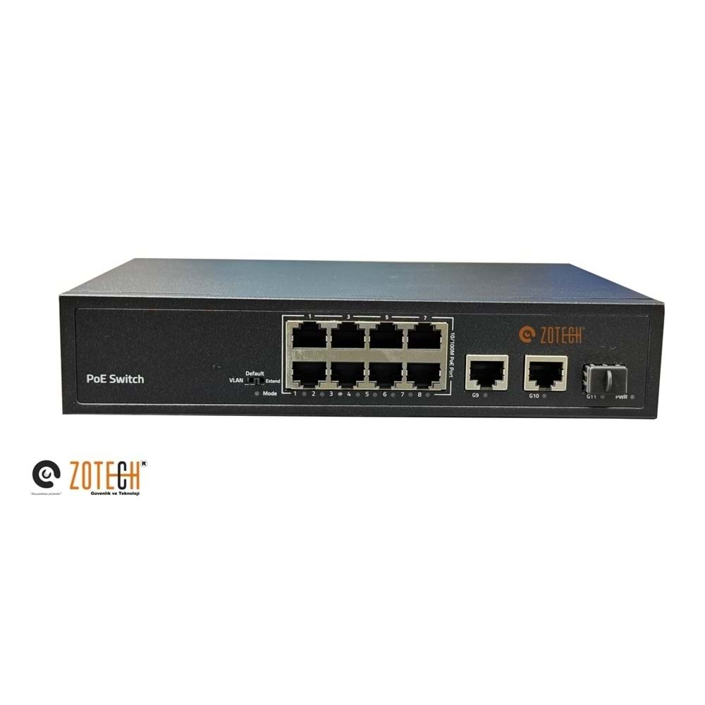 Zotech ZT-SW-8P2UGB1SF (8+2+1) 8P MB PoE 2P GB Uplink 1P SFP PoE Switch