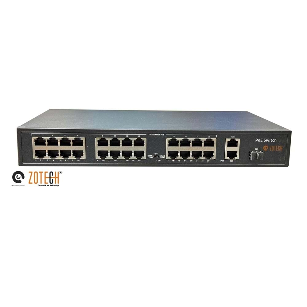 Zotech ZT-SW24P2UG1SF (24+2+1) 24P MB PoE 2P GB Uplink 1P SFP PoE Switch (300w)