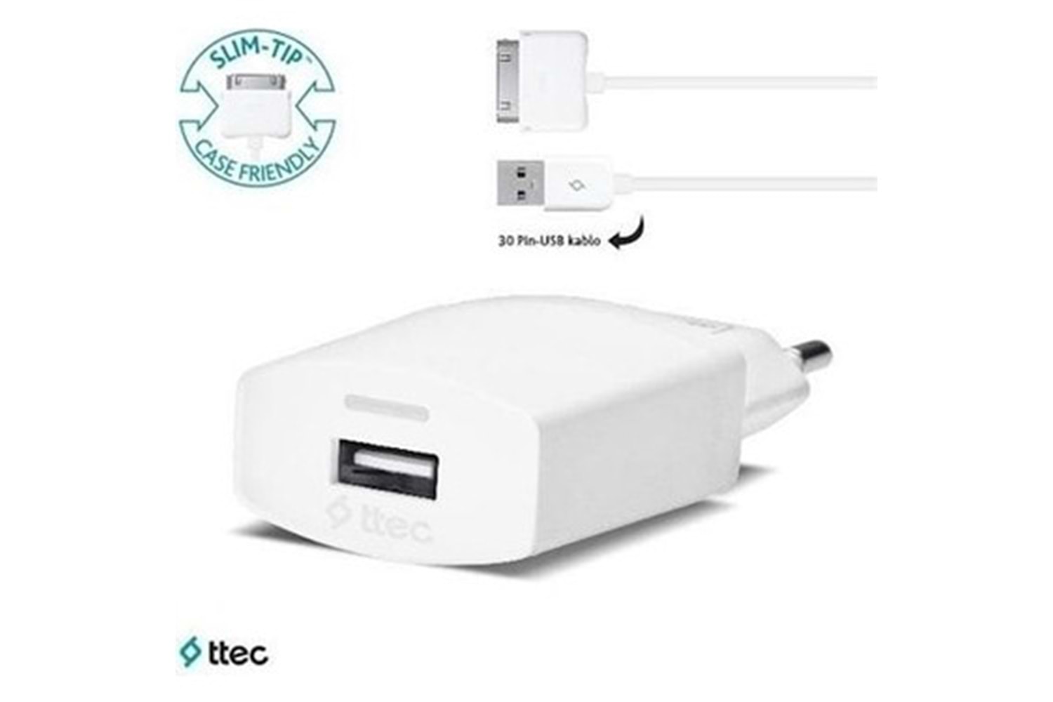 TTEC 2SCC751B COMPACT SEY.ŞARJ CİHAZI 1A BEYAZ IPHONE 4 USB