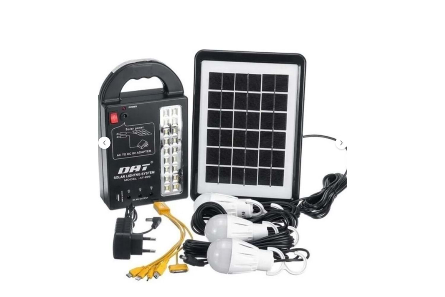 HER-TEX AT-999 SOLAR GÜNEŞ ENERJİLİ 3 AMPULLU FENER POWER BANK KAMP SETİ