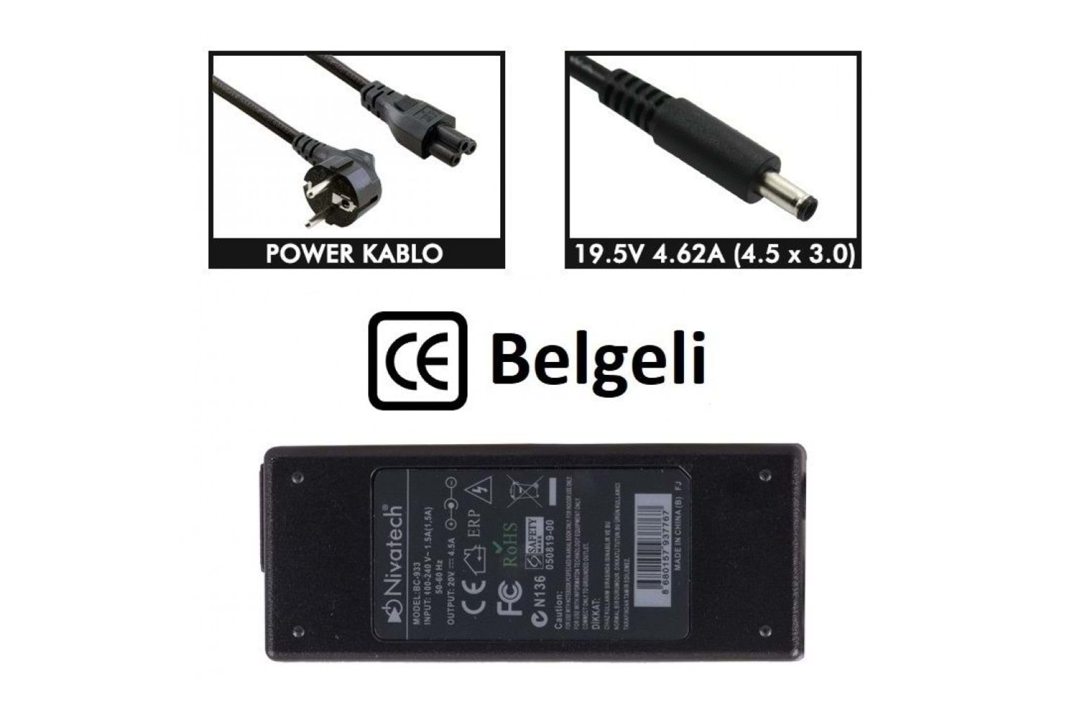 NIVATECH 19.5V - 4.62A (4,5*3,0) NOTEBOOK ADAPTOR