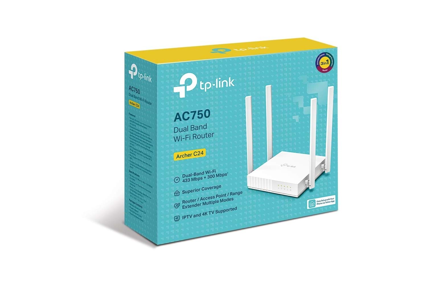 TP-LINK ARCHER C24 AC750 KABLOSUZ DUAL BAND ROUTER