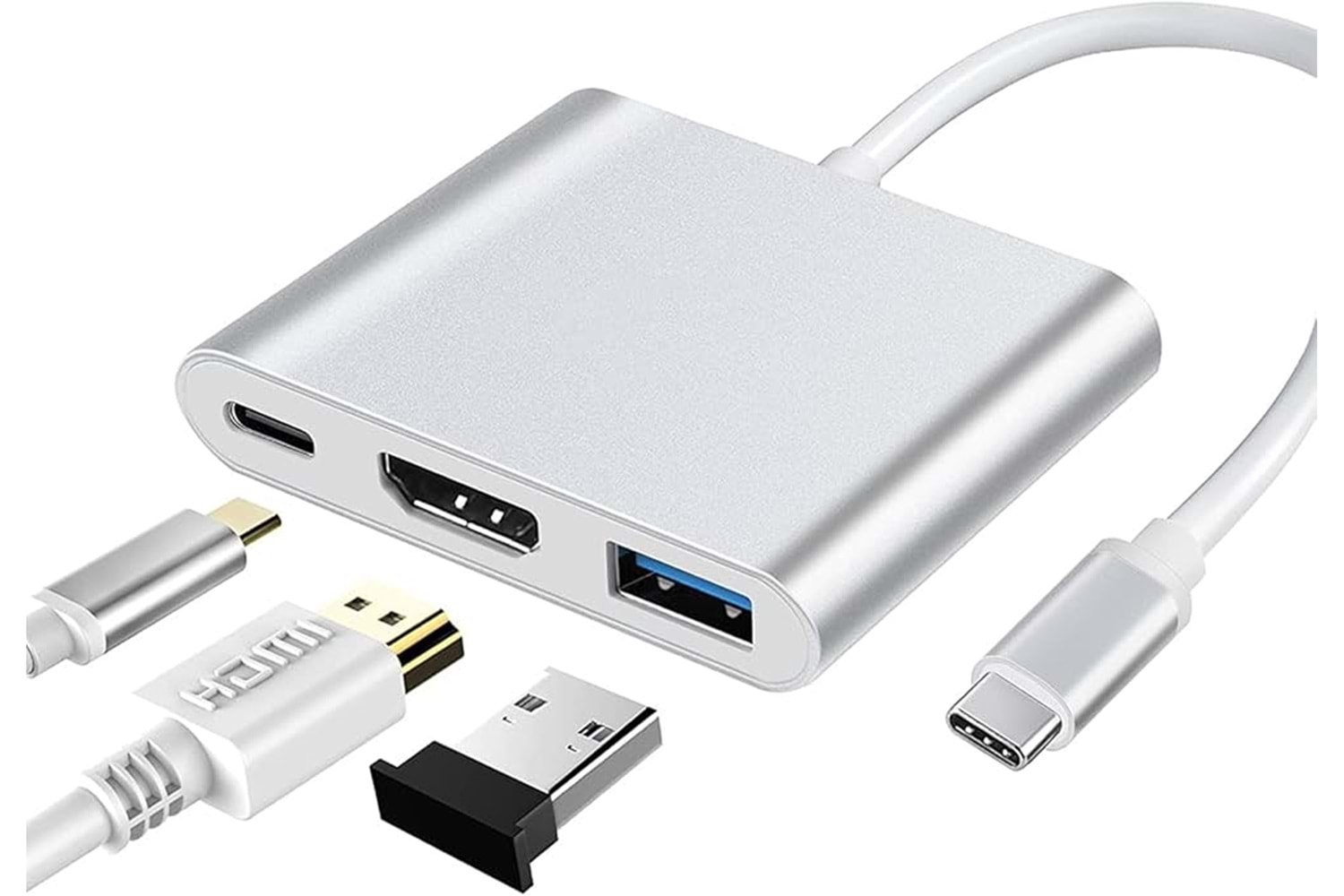 GABBLE GAB-TY301 ÇEVİRİCİ TYPE-C TO 3 IN 1 HDMI +TYPE-C + USB 3.0 ÇEVİRİCİ