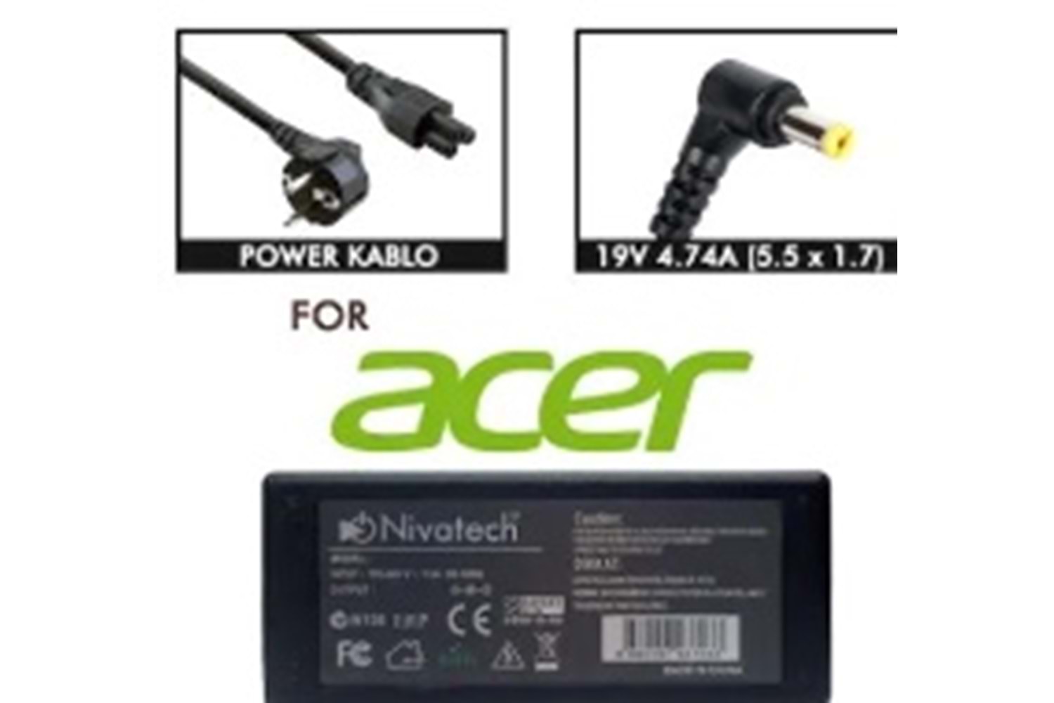 Nivatech NTC-BC992 19V-4.74A (5.5*2.5) Notebook Şarj Aleti