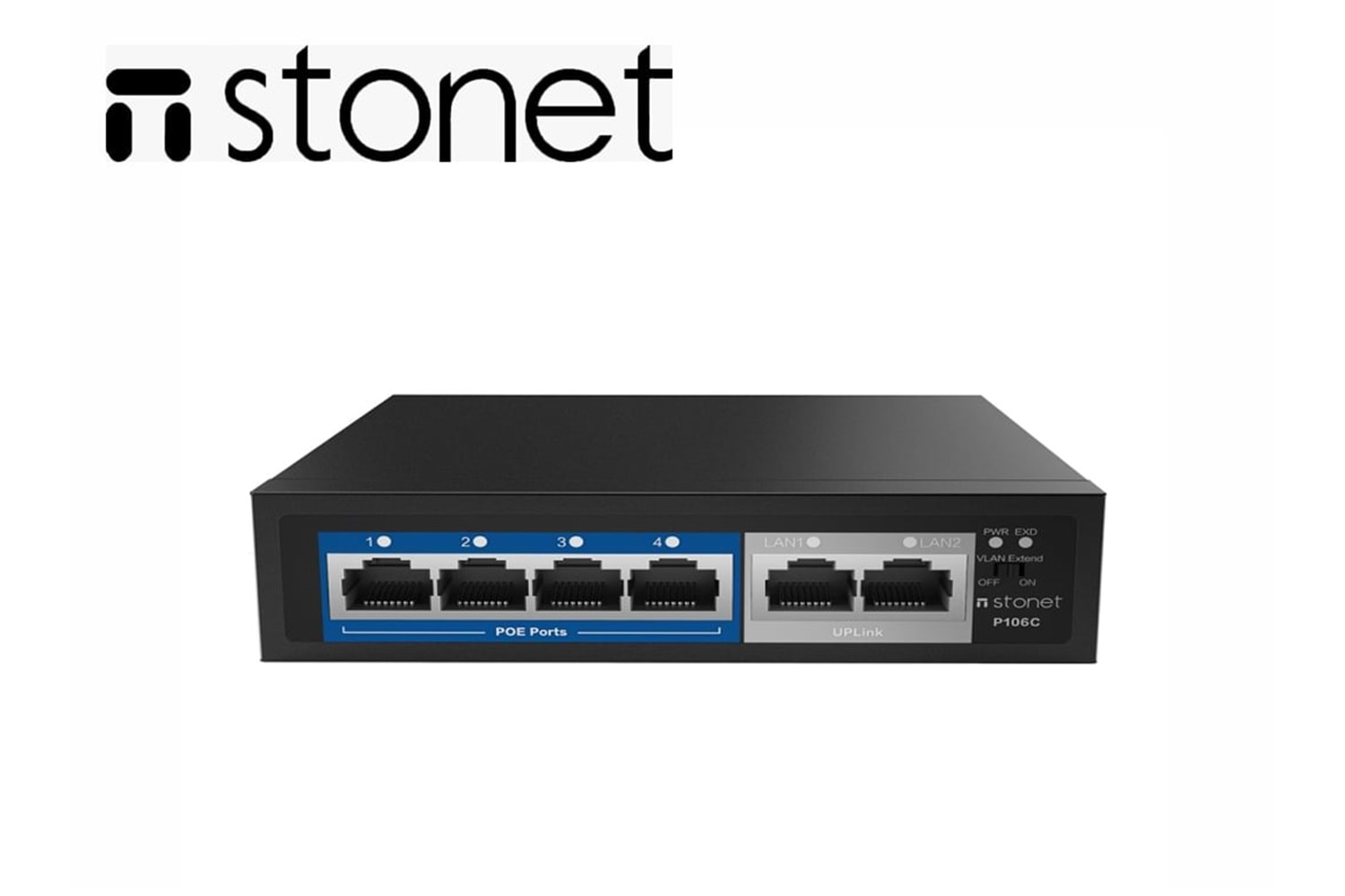 STONET 4 PORT P106C 10/100 POE (58W)+ 2 PORT UPLINK