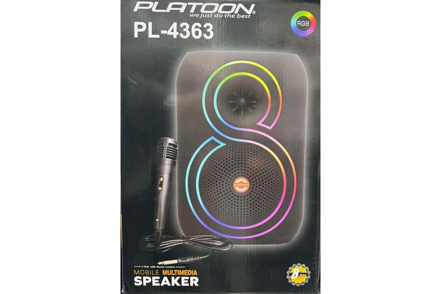 PLATOON PL-4363 BT/SD/USB GİRİŞLİ RGB IŞIKLI MİKROFONLU 8 SPEAKER