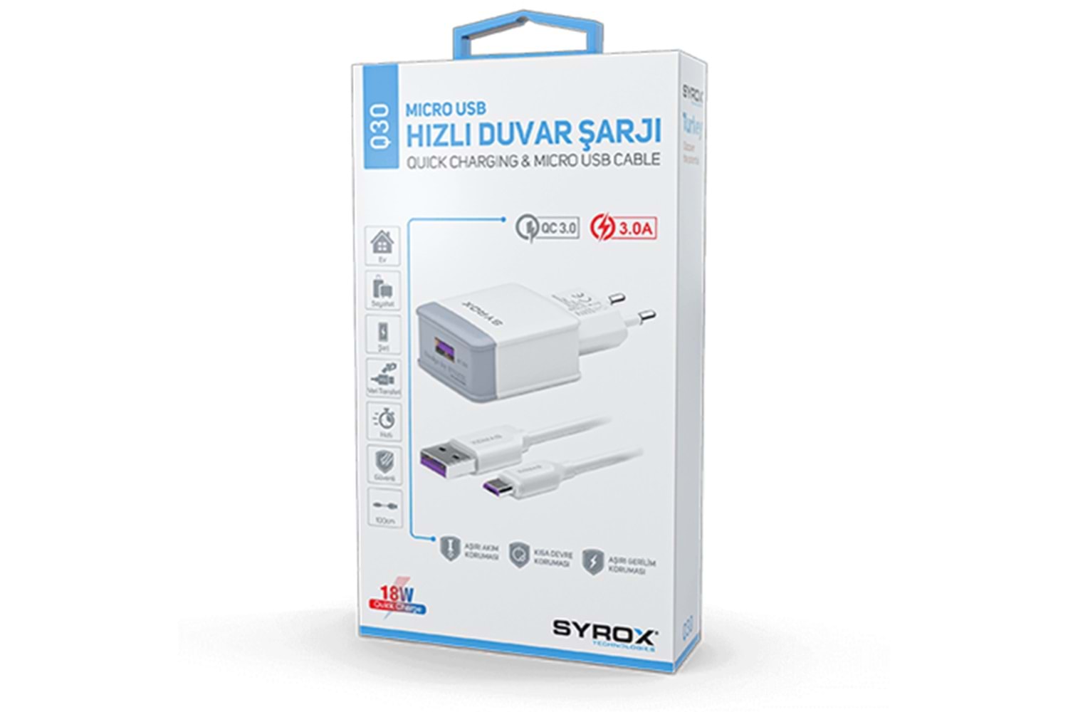 SYROX Q30 3A HIZLI AKILLI ŞARJ CİHAZI