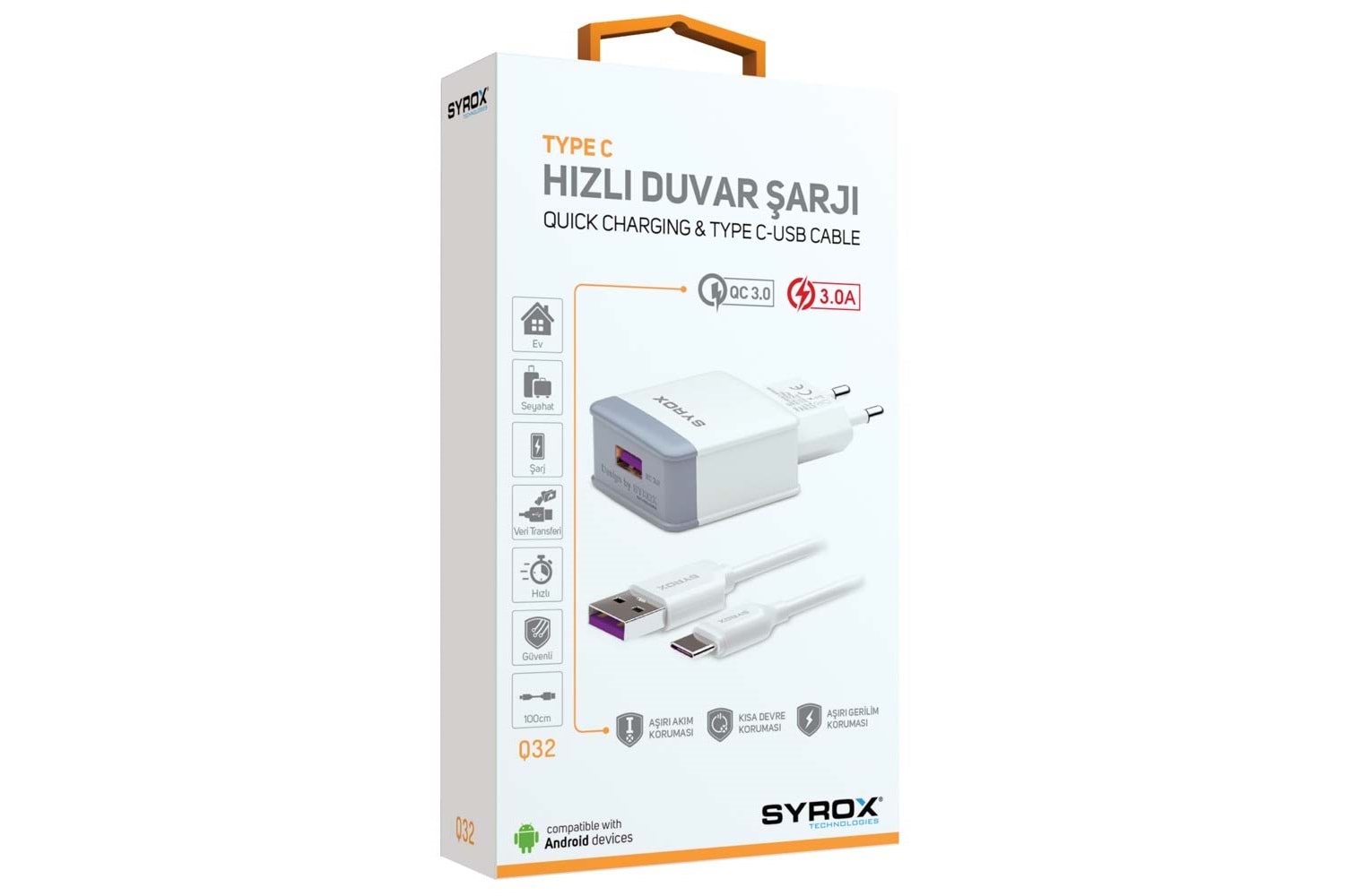 SYROX Q32 TYPE-C 3A AKILLI SARJ CIHAZI