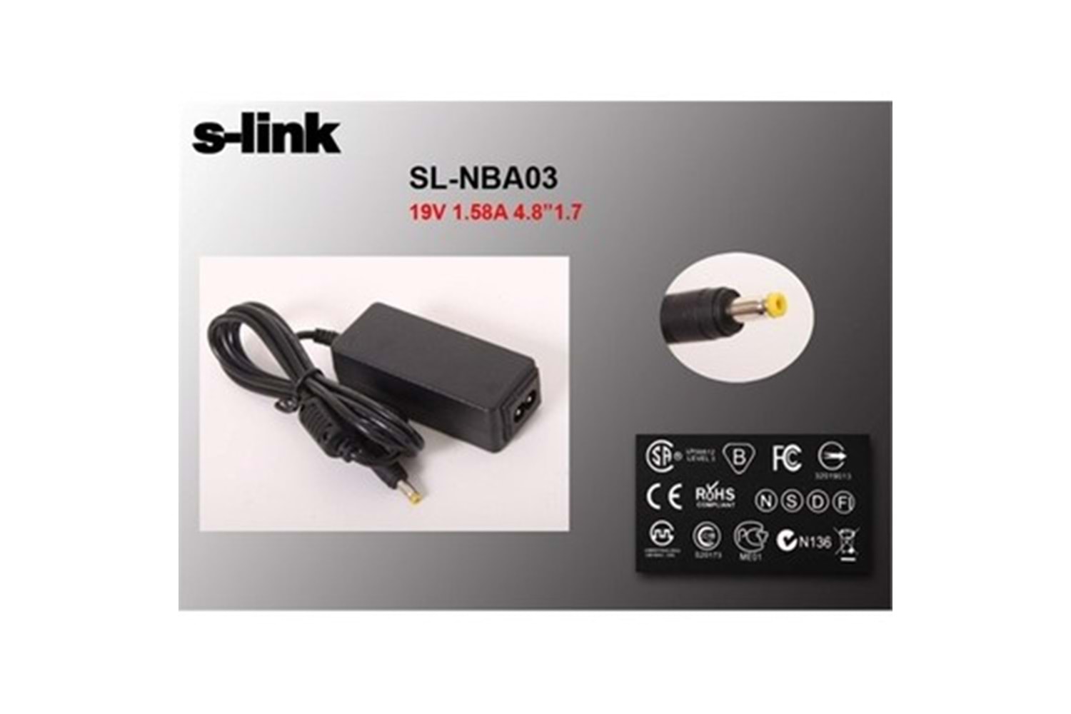 SLINK SL-NBA03 30W 19V 1.58A 4.8-1.7 Notebook Adaptör