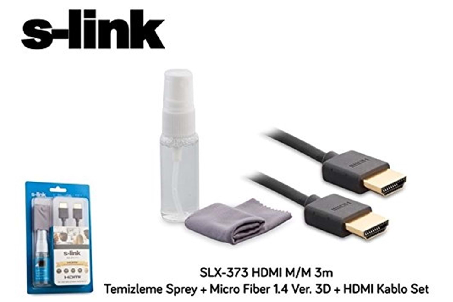 SLINK SLX-373 HDMI M/M 3M TEMIZLEME SPREY + HDMI KABLO