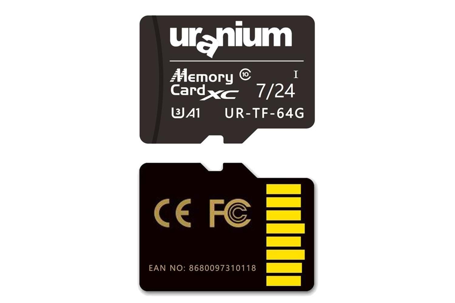 64GB URANIUM UR-TF-64G MICRO SD CARD U3 7/24 SURVEILLANCE 100/40MBS INDUSTRIAL HAFIZA KARTI (3 YIL GARANTİ)