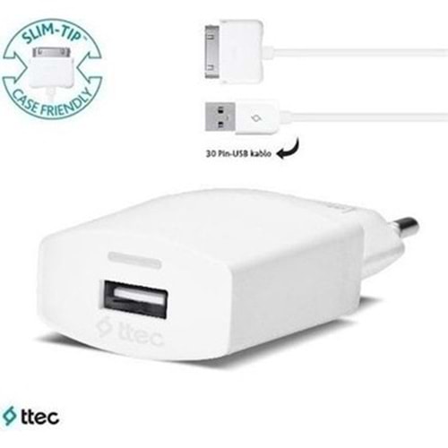 TTEC 2SCC751B COMPACT SEY.ŞARJ CİHAZI 1A BEYAZ IPHONE 4 USB