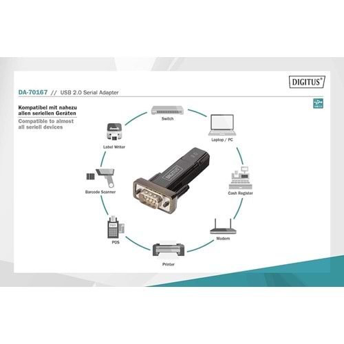 Digitus Da-70167 USB-Rs232(Seri) Çevirici + 80Cm USB Kablo