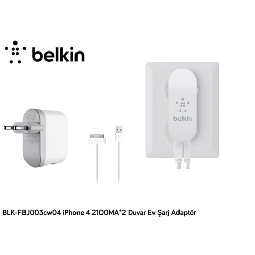 BELKIN F8J003CW04 IPAD IKILI USB 2100MA 2X DUVAR EV SARJ ALETI