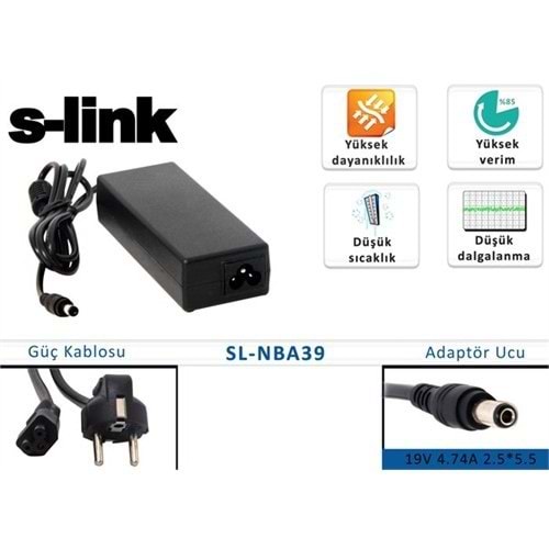 S-Link Sl-Nba39 19V 4.74A 2.5*5.5 Notebook Adaptör
