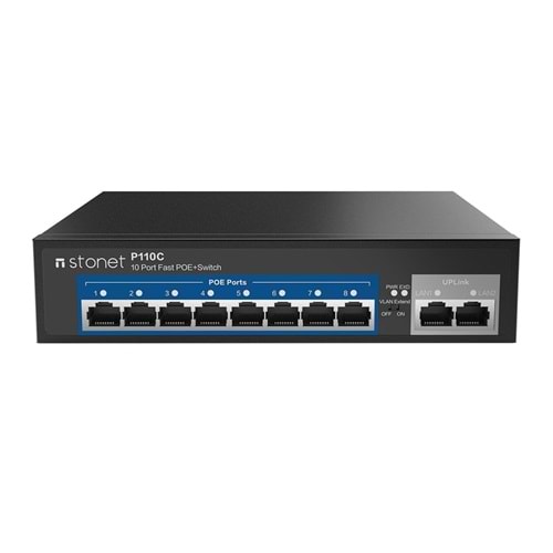 8 PORT STONET P110C 10/100 POE (100W)+ 2 PORT UPLINK