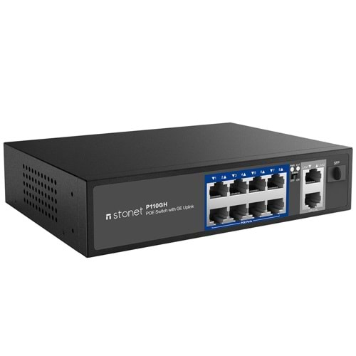 8 PORT STONET P110GH 10/100 POE (120W)+ 2 PORT UPLINK GIGABIT + 1 PORT SFP