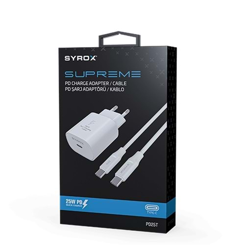 SYROX PD25T 25W PD Type-C Şarj Adaptör kablolu set