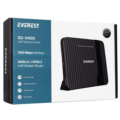 Everest SG-V400 2.4GHz 300Mbps Kablosuz VDSL/ADSL2+ VoIP Modem Router