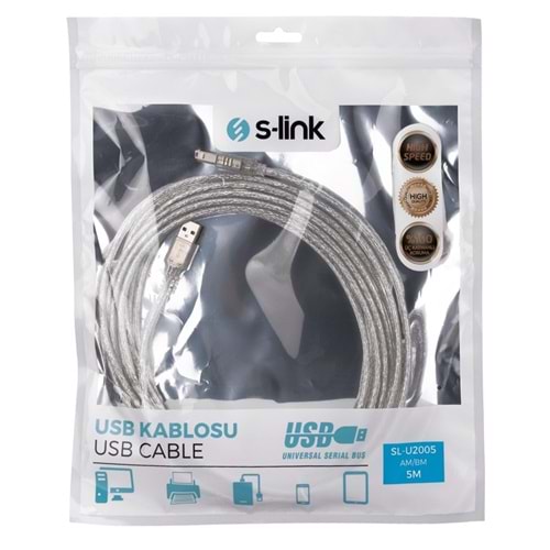 S-LINK SL-U2005 USB 2.0 5M YAZICI KABLOSU