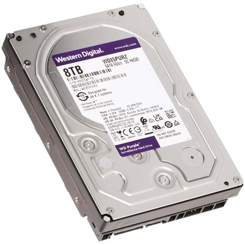 8 TB WD 3.5 PURPLE SATA3 5640RPM 256MB 7/24 GUVENLIK WD85PURZ