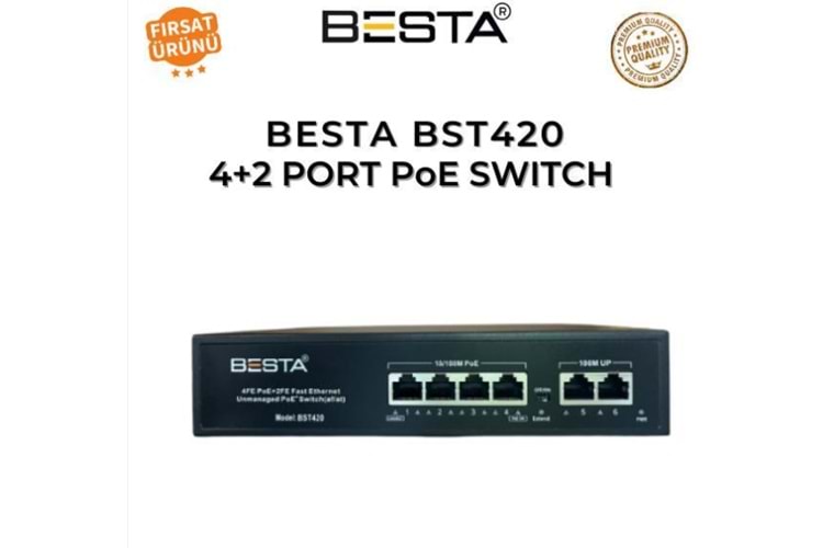 BST-420 BESTA 4+2 Port 10/100 POE Switch-Power Over Ethernet