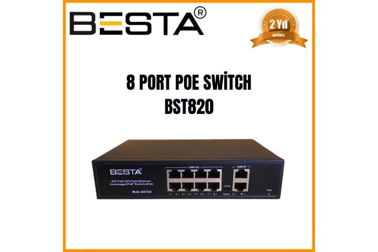 BST-820G BESTA 8 Port 10/100 POE + 2 Port 1000 UPLink Switch
