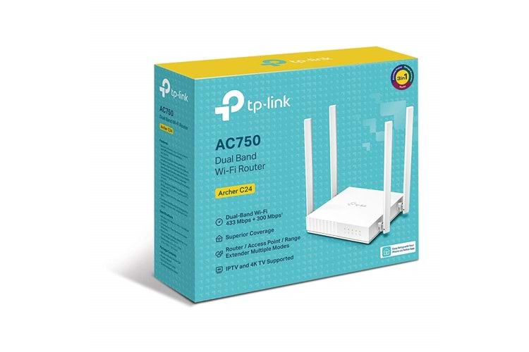 TP-LINK ARCHER C24 AC750 KABLOSUZ DUAL BAND ROUTER