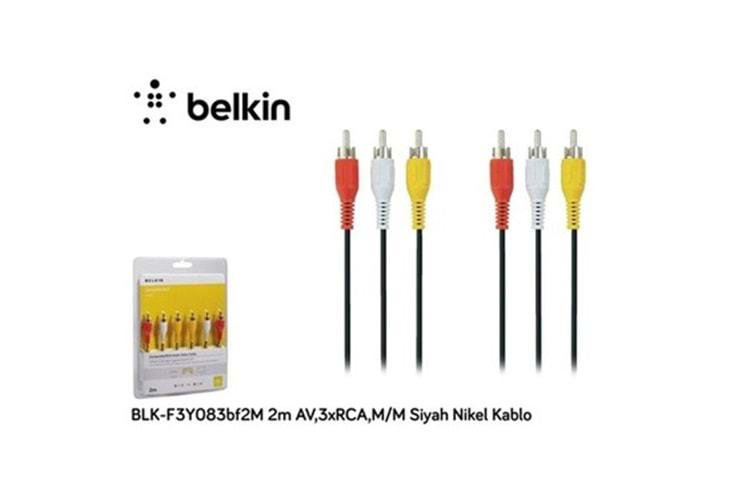BELKIN 2M AV 3XRCA M/M SIYAH NIKEL KABLO