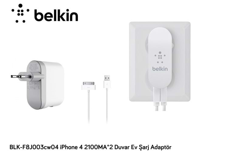 BELKIN F8J003CW04 IPAD IKILI USB 2100MA 2X DUVAR EV SARJ ALETI