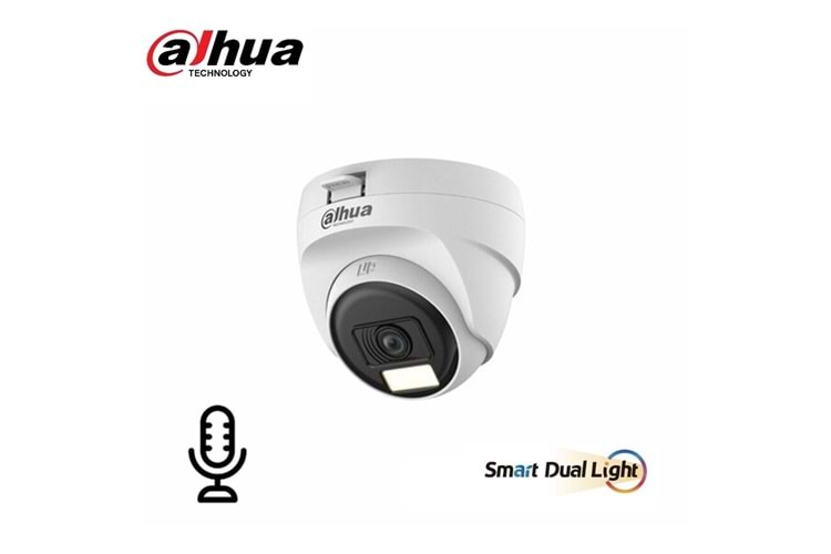 Dahua HAC-T1A21P-U-IL-A 2MP 2.8mm Smart Dual Light Dome HDCVI Kamera(Sesli)(25Mt.)