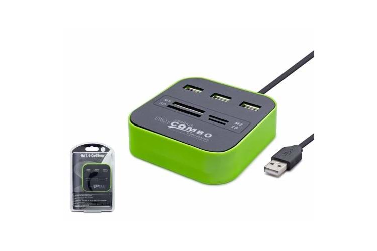 HADRON HDX7006(160) HUB USB 2.0 3 PORT +TF & SD &