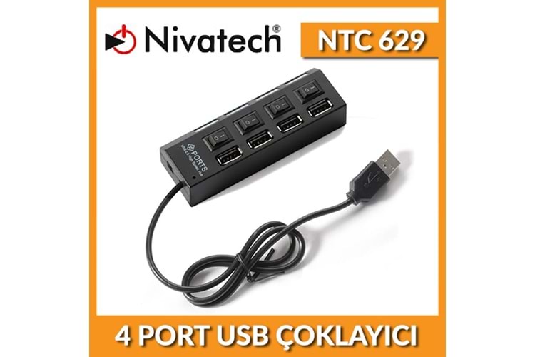 NIVATECH NTC-629 2.0 USB 4 PORT ANAHTARLI HUB