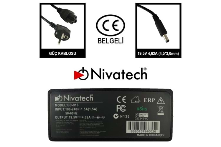 NIVATECH BC916 19.5V-4.62A NOTEBOOK ADAPTÖRÜ