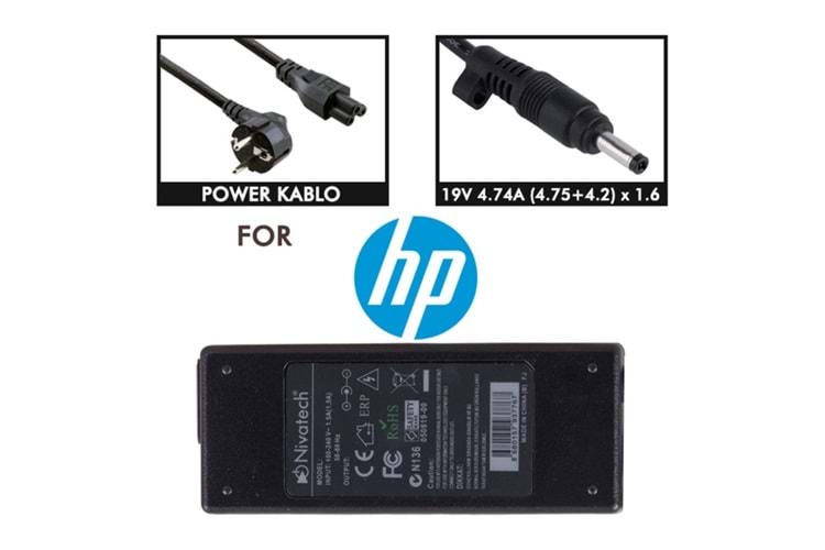 Nivatech NTC-BC923 19V - 4.74A (4.75*4.2*1.6) Notebook Adaptörü