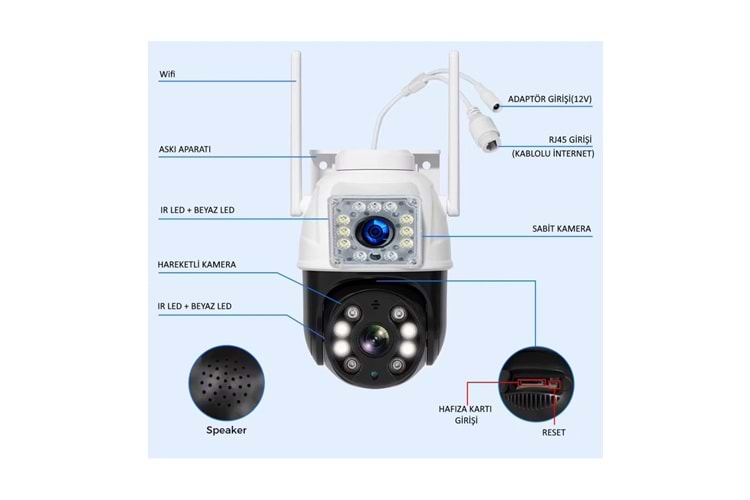 O-KAM 3011 2MP+2MP WİFİ PTZ ÇİFT KAMERA