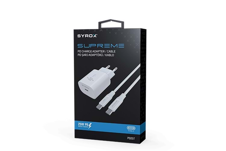 SYROX PD25T 25W PD Type-C Şarj Adaptör kablolu set