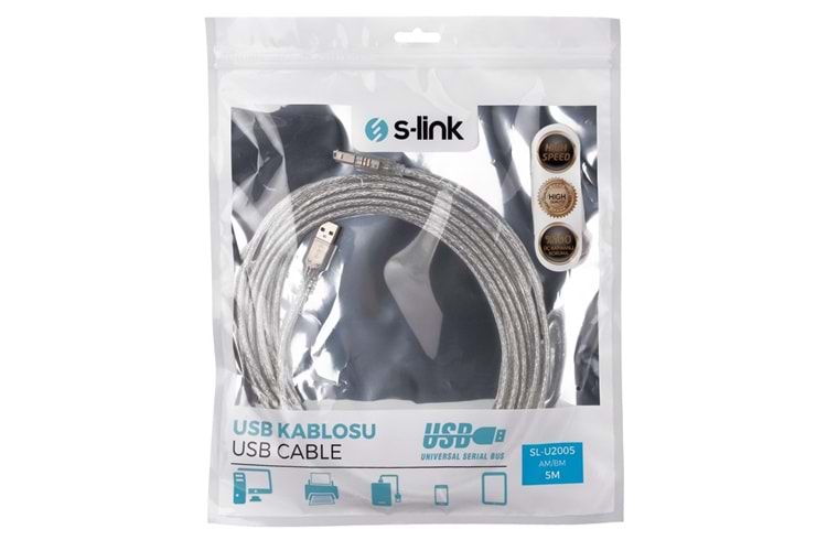 S-LINK SL-U2005 USB 2.0 5M YAZICI KABLOSU