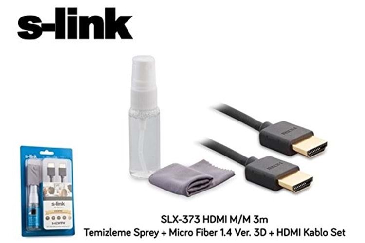 SLINK SLX-373 HDMI M/M 3M TEMIZLEME SPREY + HDMI KABLO