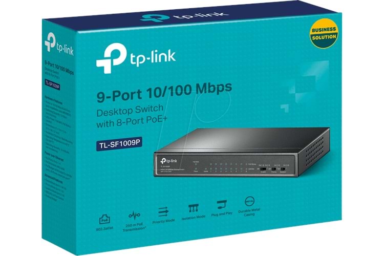 TP-LINK TL-SF1009P 8 PORT 10/100+1X10/100 UPLINK 65W POE SWITCH