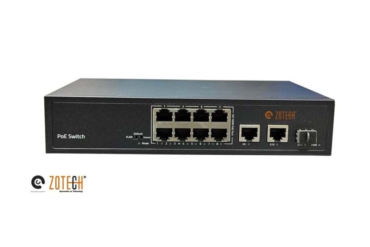 Zotech ZT-SW-8P2UGB1SF (8+2+1) 8P MB PoE 2P GB Uplink 1P SFP PoE Switch