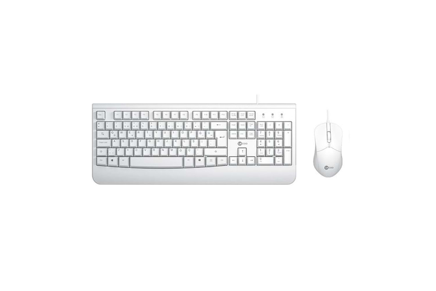 LENOVO LECOO USB KABLOLU TÜRKÇE Q KLAVYE MOUSE SET BEYAZ CM105-B